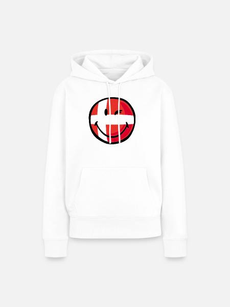 Smiley Flag Denmark - Dame Premium hoodie, økologisk bomuld - hvid