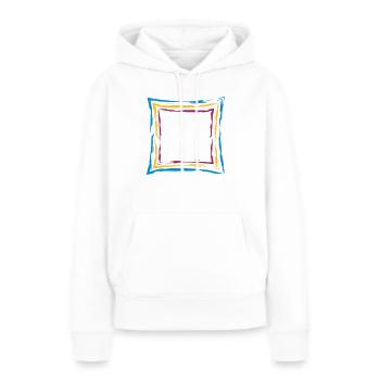 bunt viele linien rahmen quadrat umrandung viereck - Frauen Premium Bio Hoodie - Weiß - Vorne - Julia (174cm)