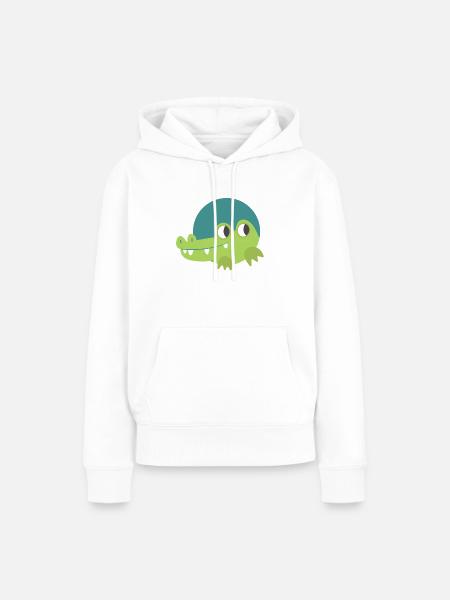 Cute Green crocodile in a circle - Frauen Premium Bio Hoodie - Weiß