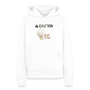 Caution Garlic - Women’s Premium Organic Hoodie - white - Front - Julia (174cm)