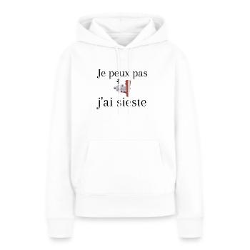 je peux pas j ai sieste - Sweat à capuche Premium bio Femme - blanc - Devant - Julia (174cm)
