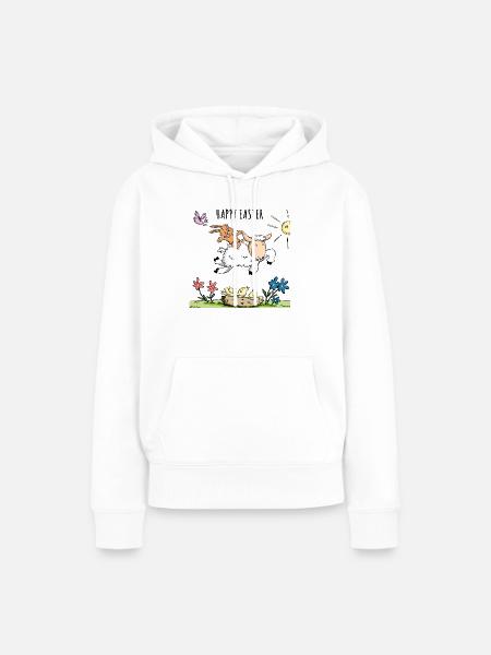 Osterhase reitet auf einen Schaf - Frauen Premium Bio Hoodie - Weiß