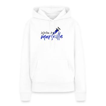 injection de Marseille - Sweat à capuche Premium bio Femme - blanc - Devant - Julia (174cm)