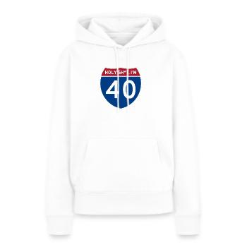 Holy Sh *t J’ai 40 ans - Sweat à capuche Premium bio Femme - blanc - Devant - Julia (174cm)
