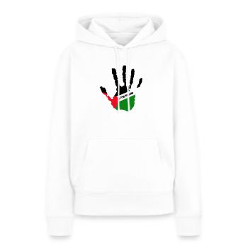 la Palestine libre - Sweat à capuche Premium bio Femme - blanc - Devant - Julia (174cm)