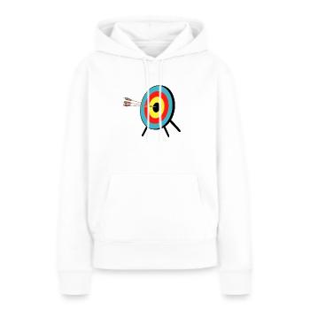 Trois flèches Bullseye - Sweat à capuche Premium bio Femme - blanc - Devant - Julia (174cm)