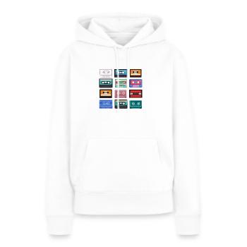 Cassettes - Sweat à capuche Premium bio Femme - blanc - Devant - Julia (174cm)