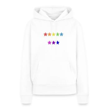 Anti pis LGBT - Sweat à capuche Premium bio Femme - blanc - Devant - Julia (174cm)
