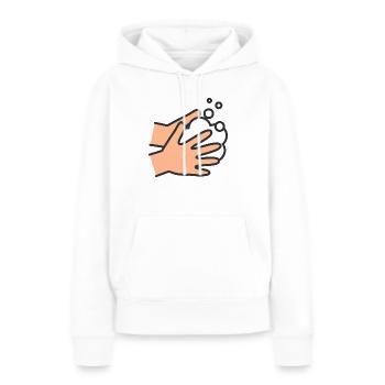 Icône Se laver les mains - Sweat à capuche Premium bio Femme - blanc - Devant - Julia (174cm)