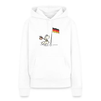 « Fabriqué en Allemagne » - Sweat à capuche Premium bio Femme - blanc - Devant - Julia (174cm)