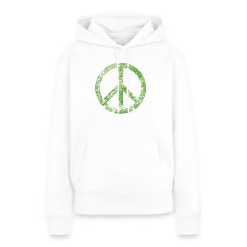 Signe de Paix Pacifiste Peace Harmony Grunge Utilisé - Sweat à capuche Premium bio Femme - blanc - Devant - Julia (174cm)
