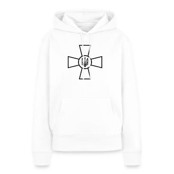 Ukraine - Croix de l’Armée - Armoiries - Zelenskyi - Sweat à capuche Premium bio Femme - blanc - Devant - Julia (174cm)