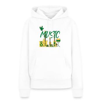 I love Music green yellow - Sweat à capuche Premium bio Femme - blanc - Devant - Julia (174cm)