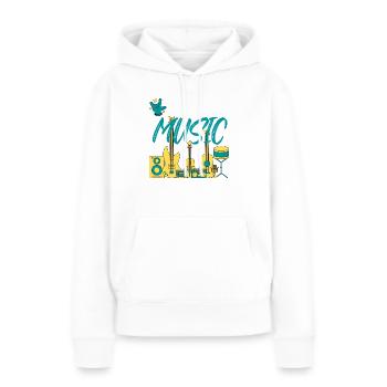 I love Music blue yellow - Sweat à capuche Premium bio Femme - blanc - Devant - Julia (174cm)
