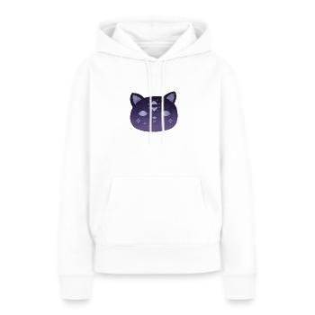 Chat Sorcière Troisième Œil - Sweat à capuche Premium bio Femme - blanc - Devant - Julia (174cm)