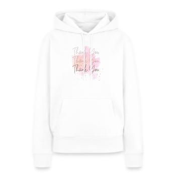 Remerciements merci merci - Sweat à capuche Premium bio Femme - blanc - Devant - Julia (174cm)