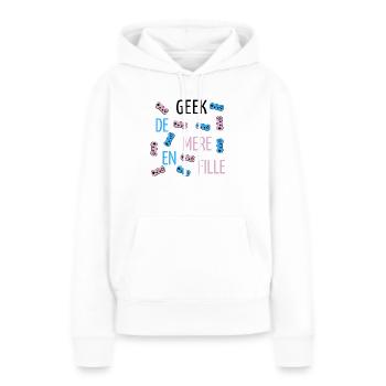 Geek de mère en fille - Sweat à capuche Premium bio Femme - blanc - Devant - Julia (174cm)