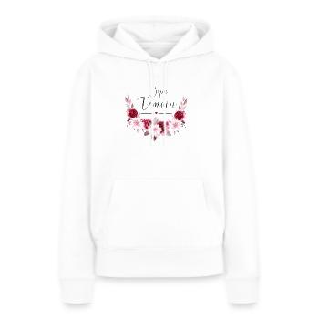 super témoin - Sweat à capuche Premium bio Femme - blanc - Devant - Julia (174cm)