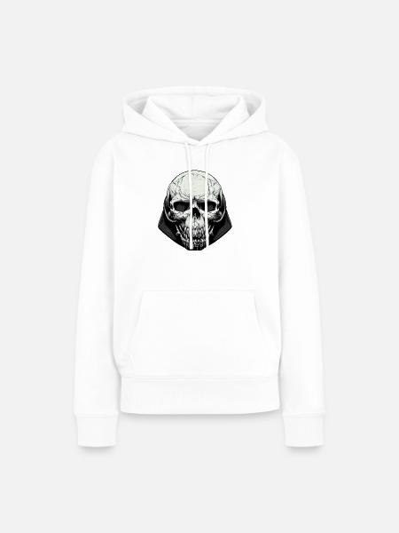 Böser Totenkopf Kunst - Frauen Premium Bio Hoodie - Weiß