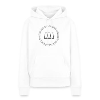 Triple A - mention spéciale (femmes) / (for women) - Sweat à capuche Premium bio Femme - blanc - Devant - Julia (174cm)