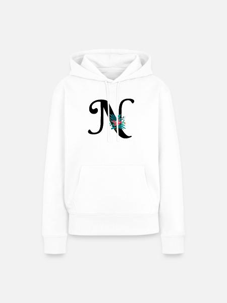 Buchstabe N geblümt - Frauen Premium Bio Hoodie - Weiß
