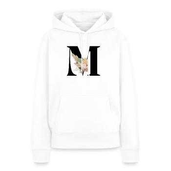 lettre M fleuris - Sweat à capuche Premium bio Femme - blanc - Devant - Julia (174cm)