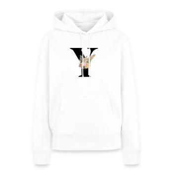 lettre Y fleuris - Sweat à capuche Premium bio Femme - blanc - Devant - Julia (174cm)