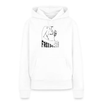 Wir brauchen Freiheit - Frauen Premium Bio Hoodie - Weiß - Vorne - Julia (174cm)