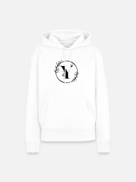 Brief Y Floral - Frauen Premium Bio Hoodie - Weiß