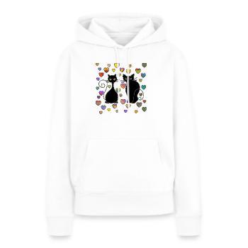 Chats - Sweat à capuche Premium bio Femme - blanc - Devant - Julia (174cm)