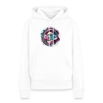 Baby hört Musik im Bauch der Mutter, Lebensblume - Frauen Premium Bio Hoodie - Weiß - Vorne - Julia (174cm)