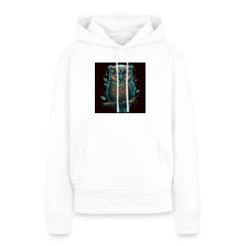 Mignon hibou ringard avec des lunettes sur une branche - Sweat à capuche Premium bio Femme - blanc - Devant - Julia (174cm)