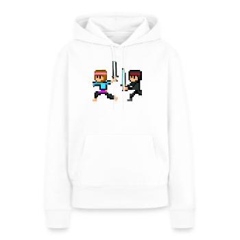 Combat de ninja PixelArt - Sweat à capuche Premium bio Femme - blanc - Devant - Julia (174cm)