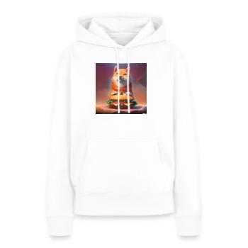Un art numérique Shiba Inu Hamburger diseur - Sweat à capuche Premium bio Femme - blanc - Devant - Julia (174cm)
