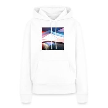 Géométrique, Design d’art numérique 3D - Sweat à capuche Premium bio Femme - blanc - Devant - Julia (174cm)
