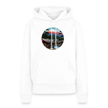 Le mont Fuji dans l’art numérique - Sweat à capuche Premium bio Femme - blanc - Devant - Julia (174cm)