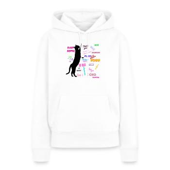 Chat mots - Sweat à capuche Premium bio Femme - blanc - Devant - Julia (174cm)
