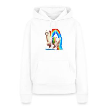 Alpaga arc-en-ciel - Sweat à capuche Premium bio Femme - blanc - Devant - Julia (174cm)