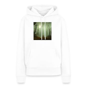 Vollmond im Wald - Frauen Premium Bio Hoodie - Weiß - Vorne - Julia (174cm)
