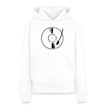 Disque vinyle noir - Sweat à capuche Premium bio Femme - blanc - Devant - Julia (174cm)