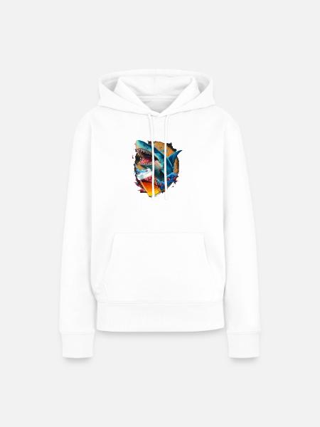 Bier-trinkender Haifisch - Frauen Premium Bio Hoodie - Weiß