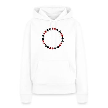 Kranz Spielkarten Skat Dame Mau-Mau Rommé - Frauen Premium Bio Hoodie - Weiß - Vorne - Julia (174cm)