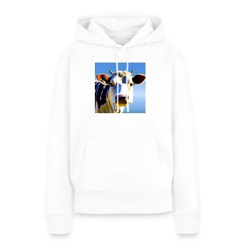 Vache avec des cornes - Sweat à capuche Premium bio Femme - blanc - Devant - Julia (174cm)