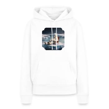 Ours relax sur la Banquise - Sweat à capuche Premium bio Femme - blanc - Devant - Julia (174cm)