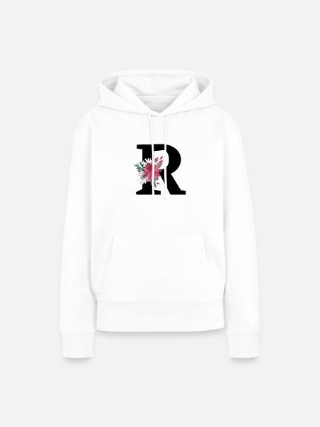 Buchstabe r floral - Frauen Premium Bio Hoodie - Weiß