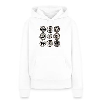 Folklore africain - Sweat à capuche Premium bio Femme - blanc - Devant - Julia (174cm)