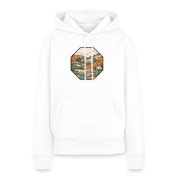Paysage - Sweat à capuche Premium bio Femme - blanc - Devant - Julia (174cm)