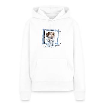 câliner - Sweat à capuche Premium bio Femme - blanc - Devant - Julia (174cm)