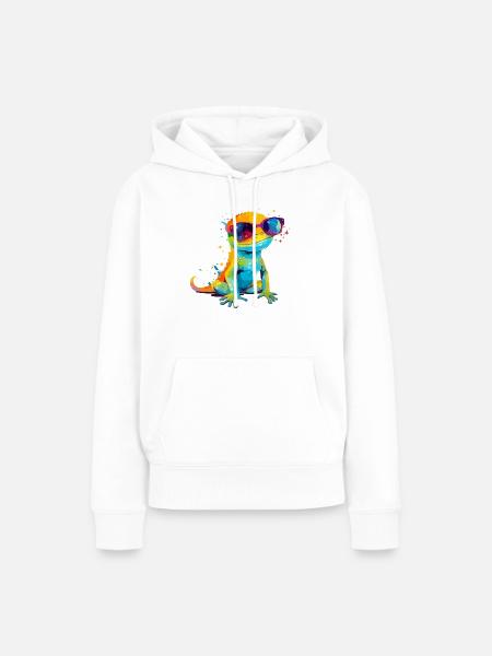 Djibril die Eidechse - Frauen Premium Bio Hoodie - Weiß