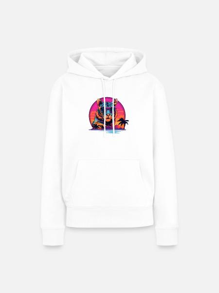 Synthwave Tiger Sunset - Frauen Premium Bio Hoodie - Weiß